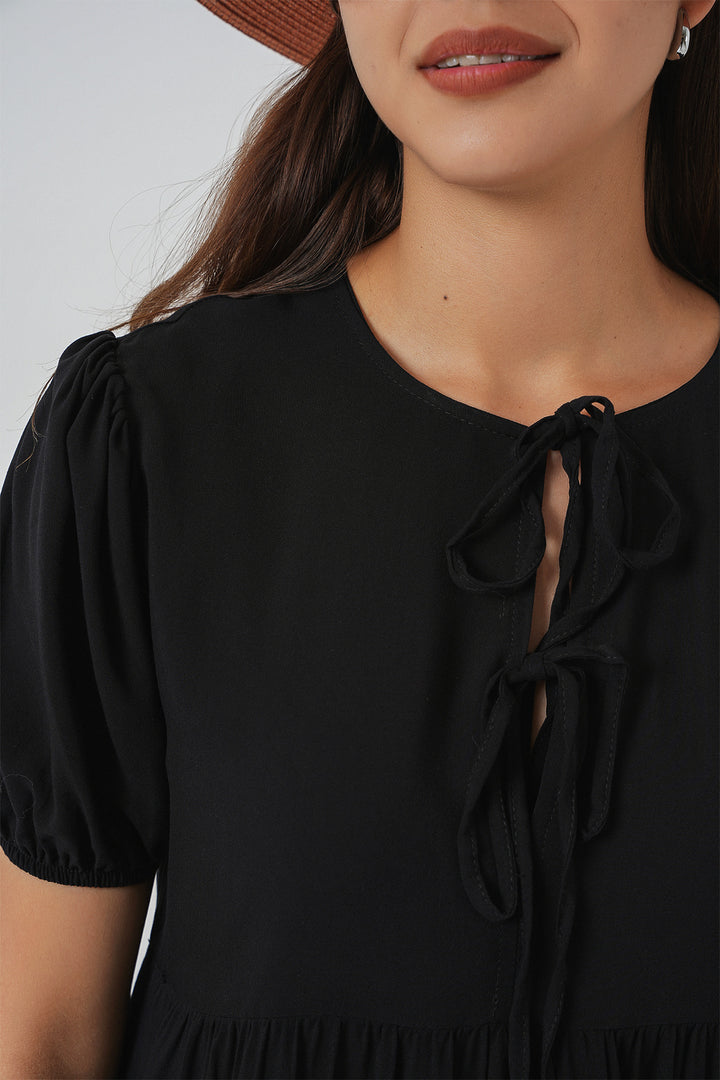 Bigdart Robe midi à lacets pour femme 2575 - Noir