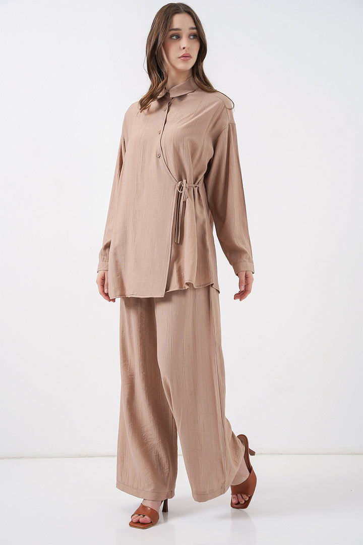 Bigdart Ensemble tunique et pantalon à lacets pour femme 6752 - Beige
