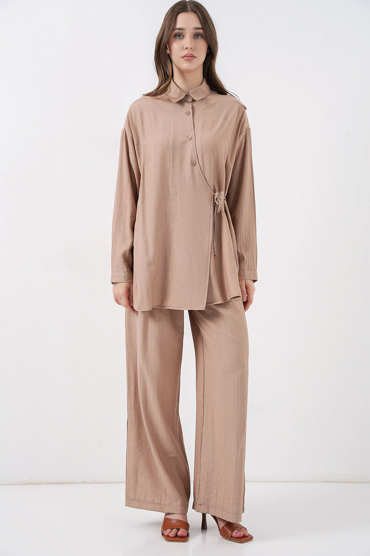 Bigdart Ensemble tunique et pantalon à lacets pour femme 6752 - Beige