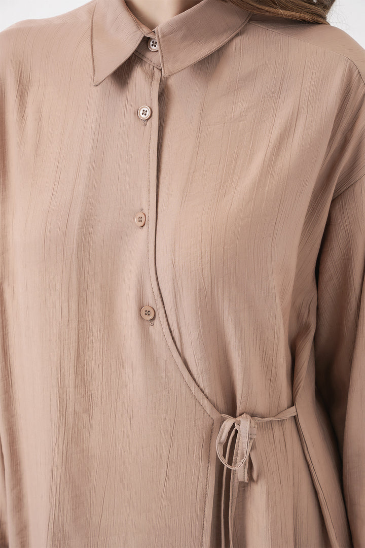 Bigdart Ensemble tunique et pantalon à lacets pour femme 6752 - Beige