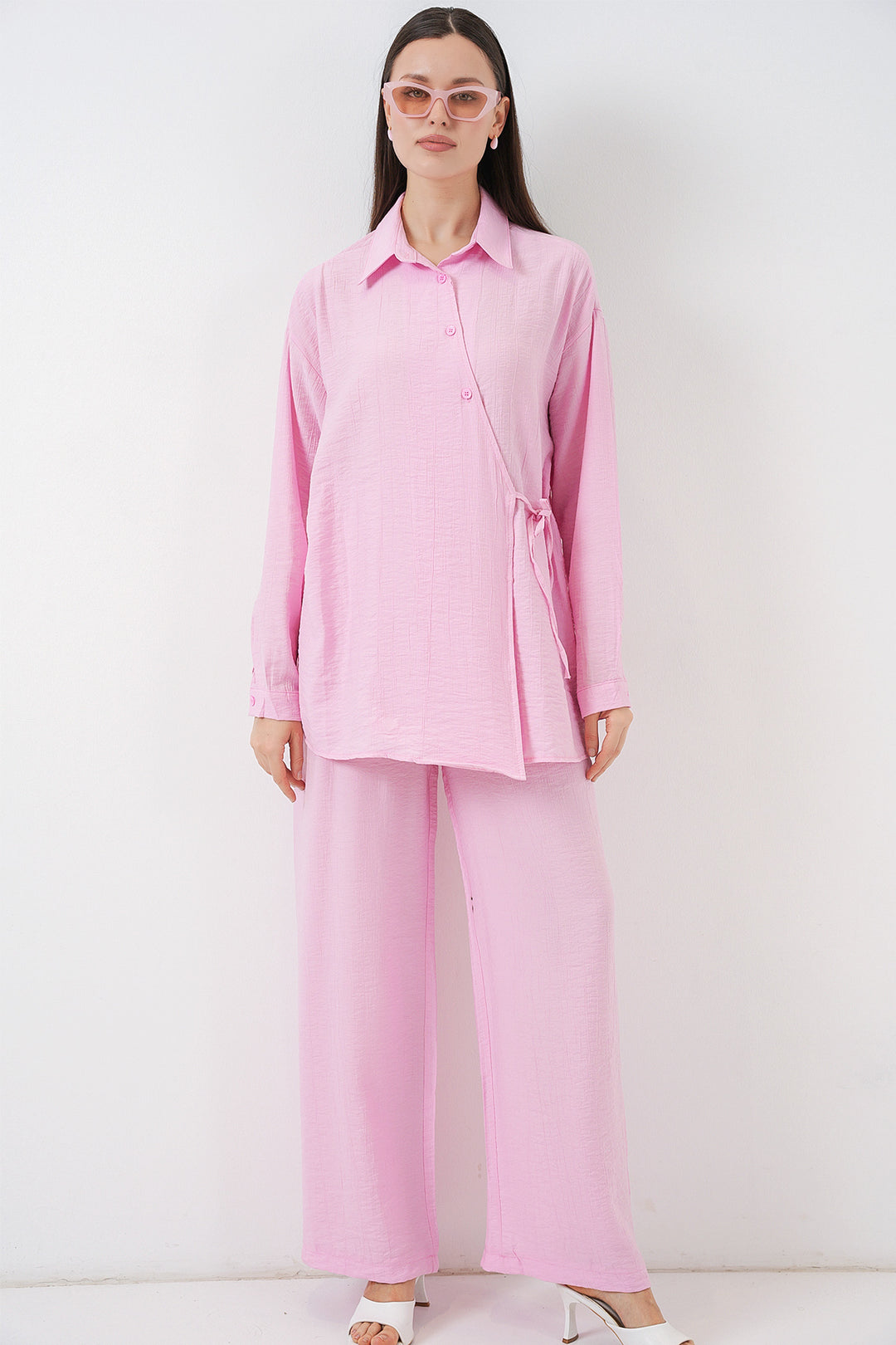 Bigdart Ensemble de Tunique et Pantalon à Lacets Femme 6752 - Poudré