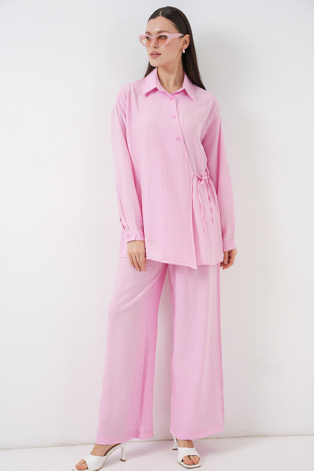 Bigdart Ensemble de Tunique et Pantalon à Lacets Femme 6752 - Poudré
