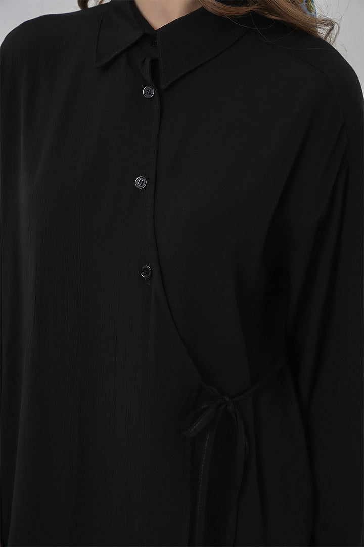 Bigdart Ensemble tunique à lacets et pantalon pour femme 6752 - Noir