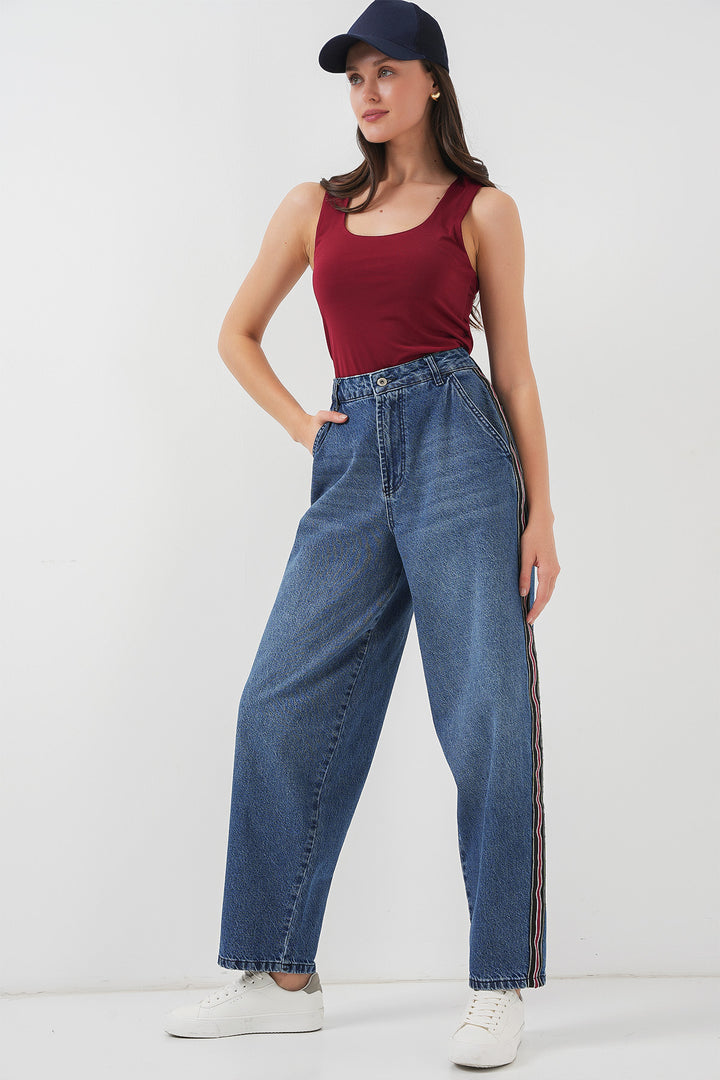 Bigdart Pantalon en Jean Baggy Femme 6700 - Bleu marine