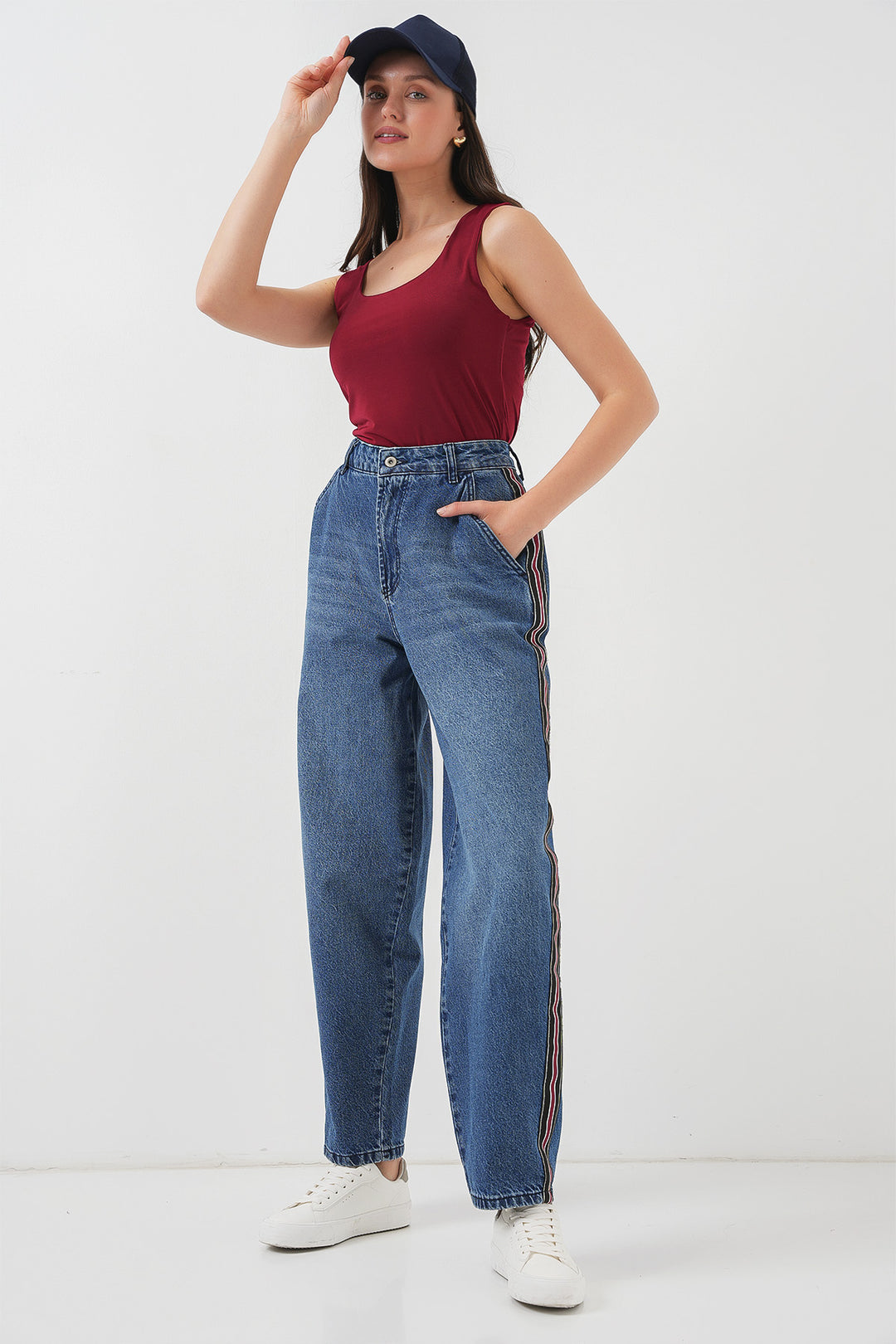 Bigdart Pantalon en Jean Baggy Femme 6700 - Bleu marine