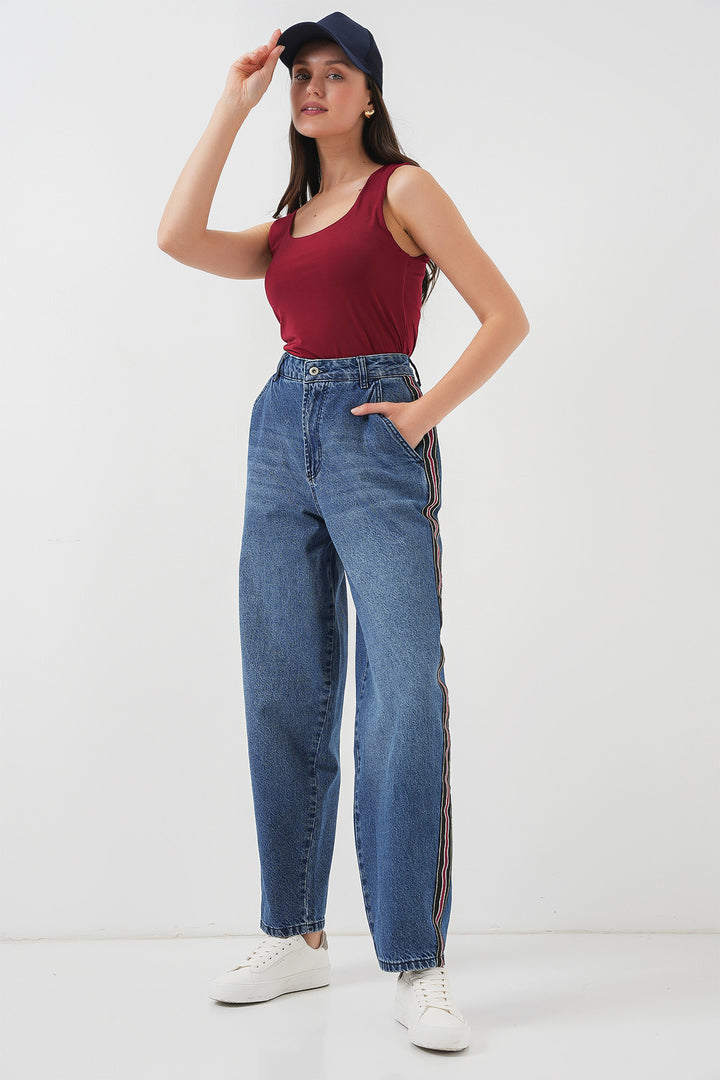 Bigdart Pantalon en Jean Baggy Femme 6700 - Bleu marine