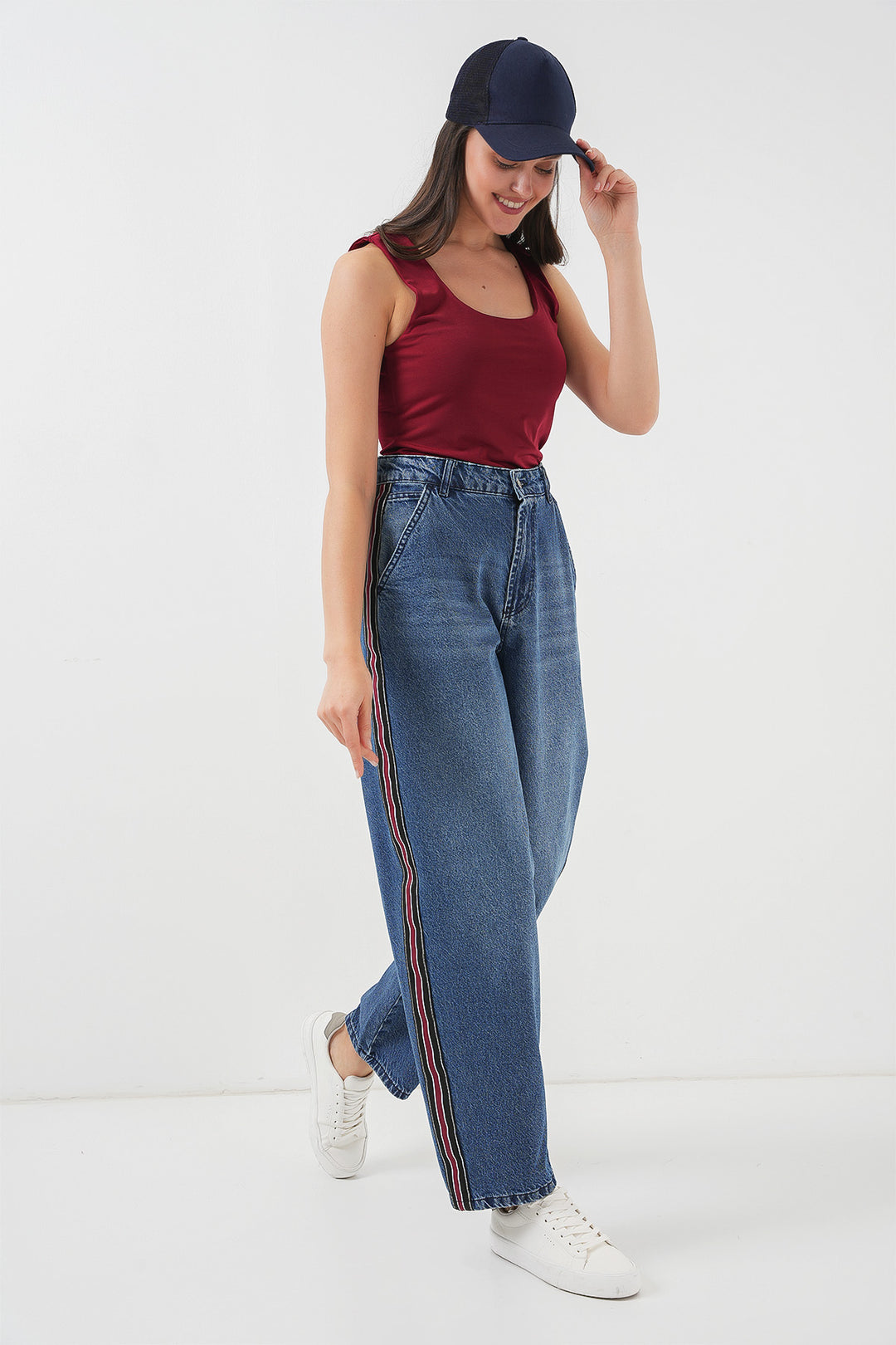 Bigdart Pantalon en Jean Baggy Femme 6700 - Bleu marine