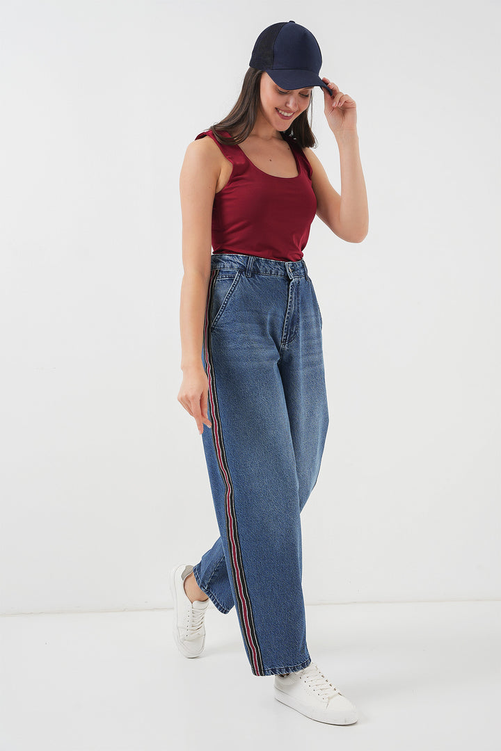 Bigdart Pantalon en Jean Baggy Femme 6700 - Bleu marine