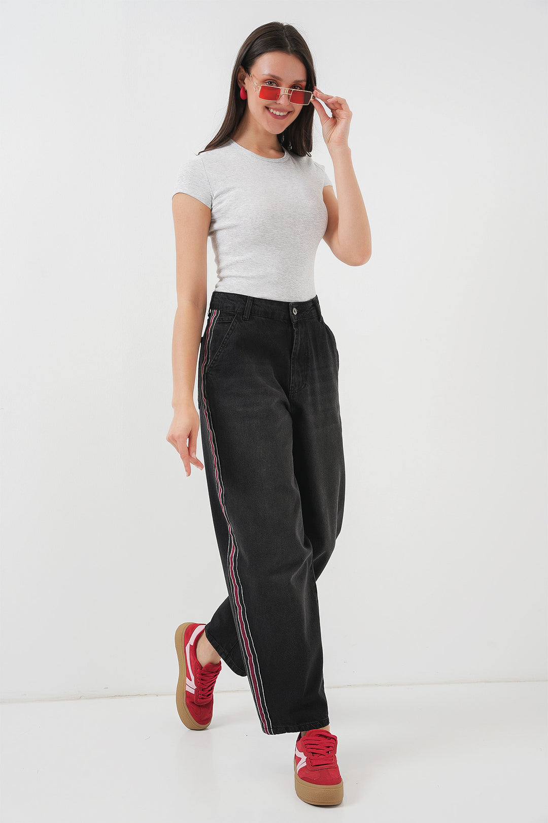 Bigdart Pantalon en jean baggy pour femme 6700 - si̇yah