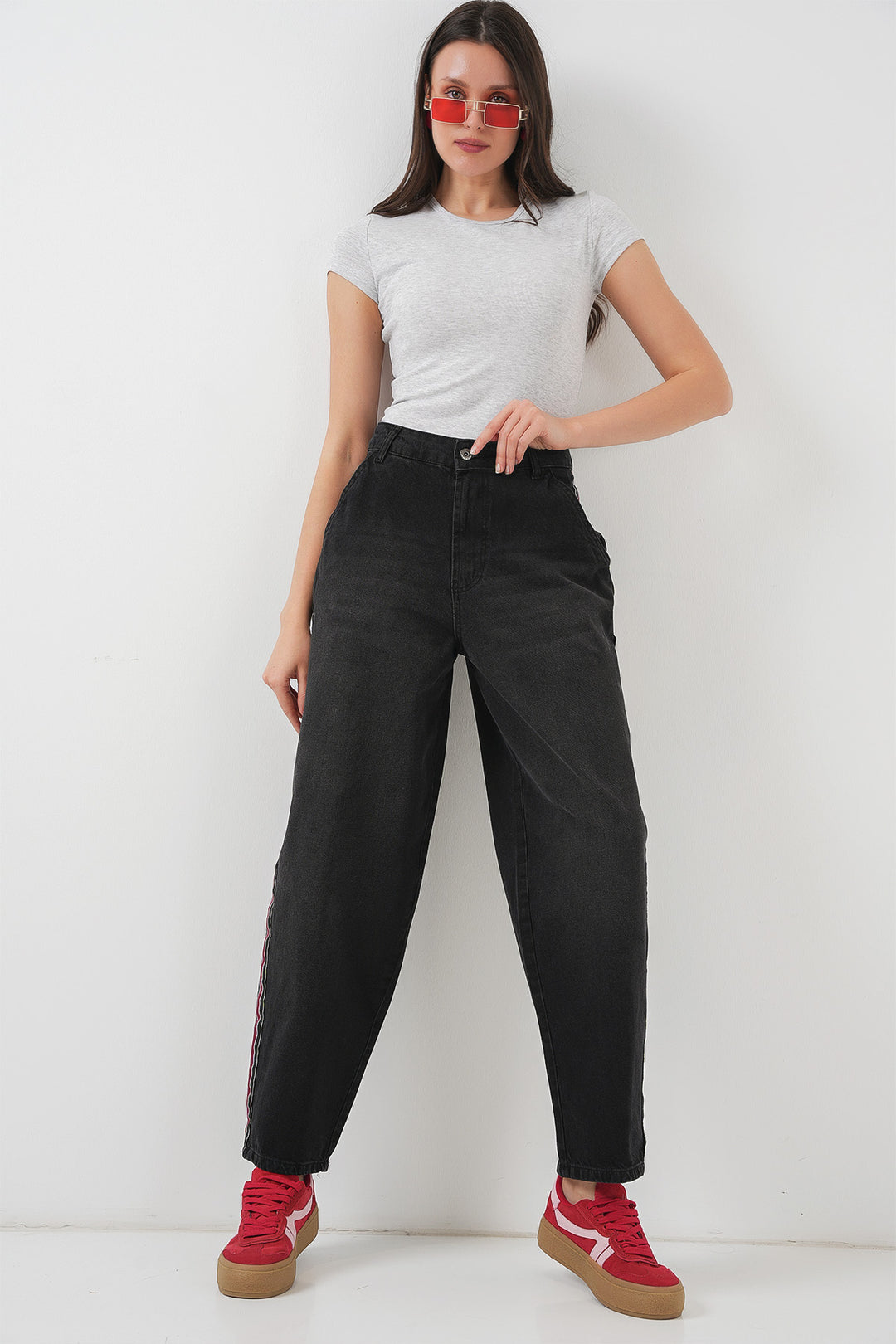 Bigdart Pantalon en Jean Baggy Femme 6700 - Noir