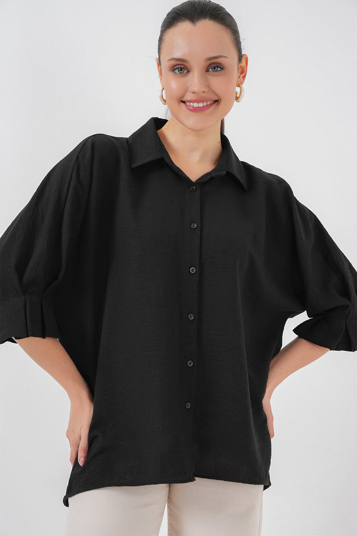Bigdart Chemise en ayrobin à lien pour femme 20290 - Noir