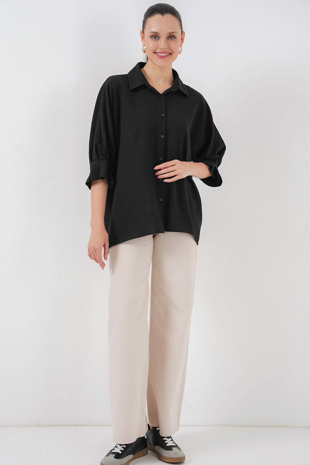 Bigdart Chemise en ayrobin à lien pour femme 20290 - Noir
