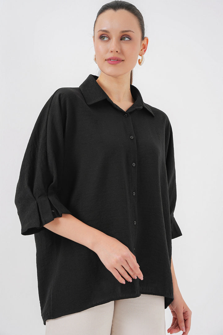 Bigdart Chemise en ayrobin à lien pour femme 20290 - Noir