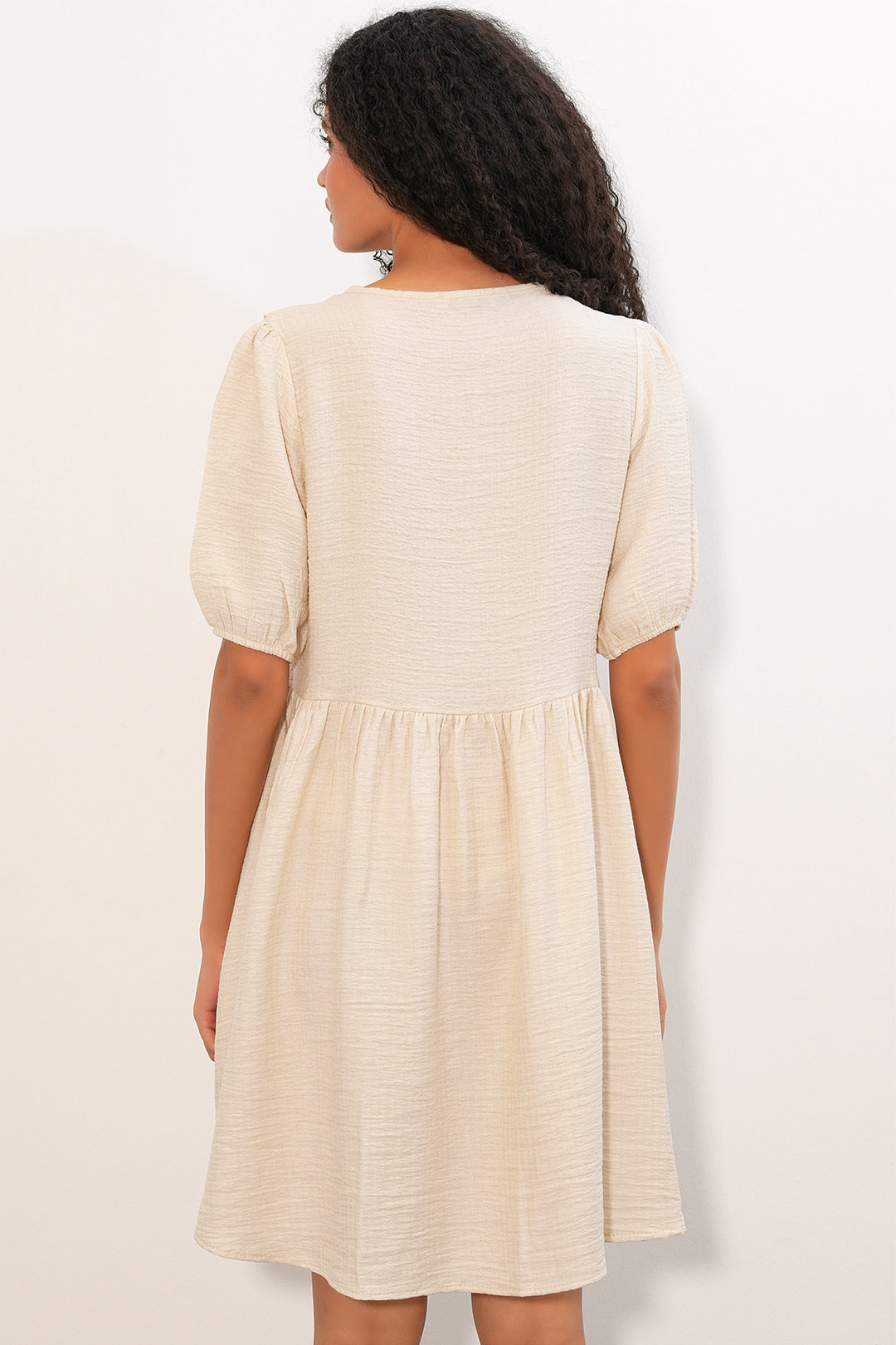 Bigdart Robe à Manches Courtes avec Détail à Nouer 2600 - Crème