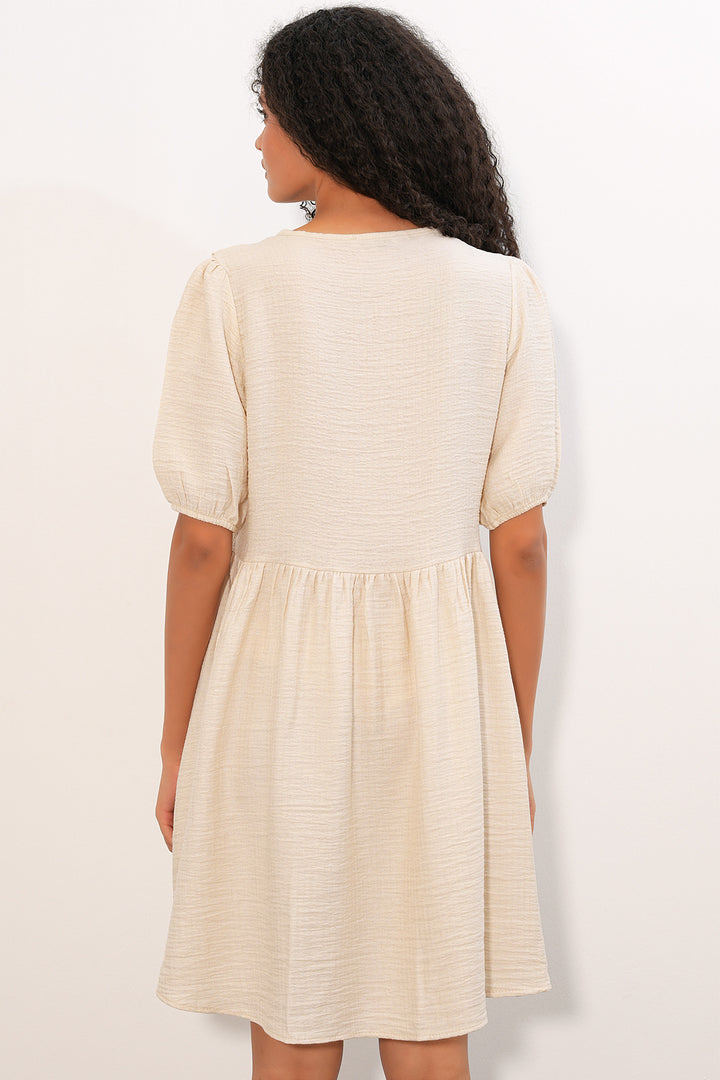 Bigdart Robe à Manches Courtes avec Détail à Nouer 2600 - Crème