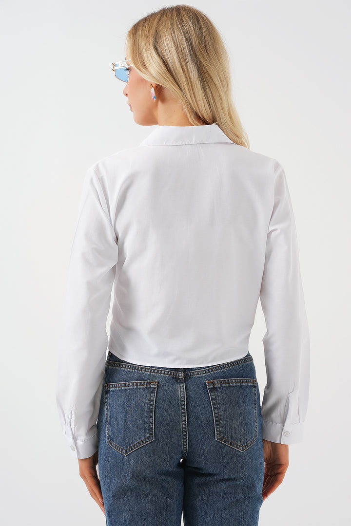 Bigdart Chemise à Manches Longues à Nouer pour Femme 20325 - Blanc