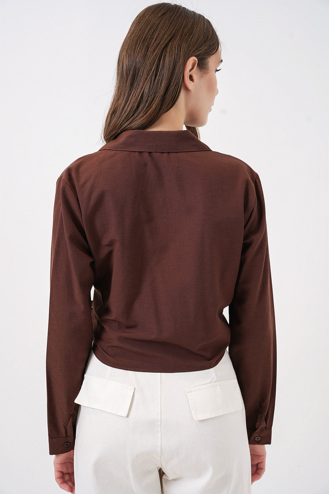 Bigdart Chemise à manches longues nouée pour femme 20325 - Marron