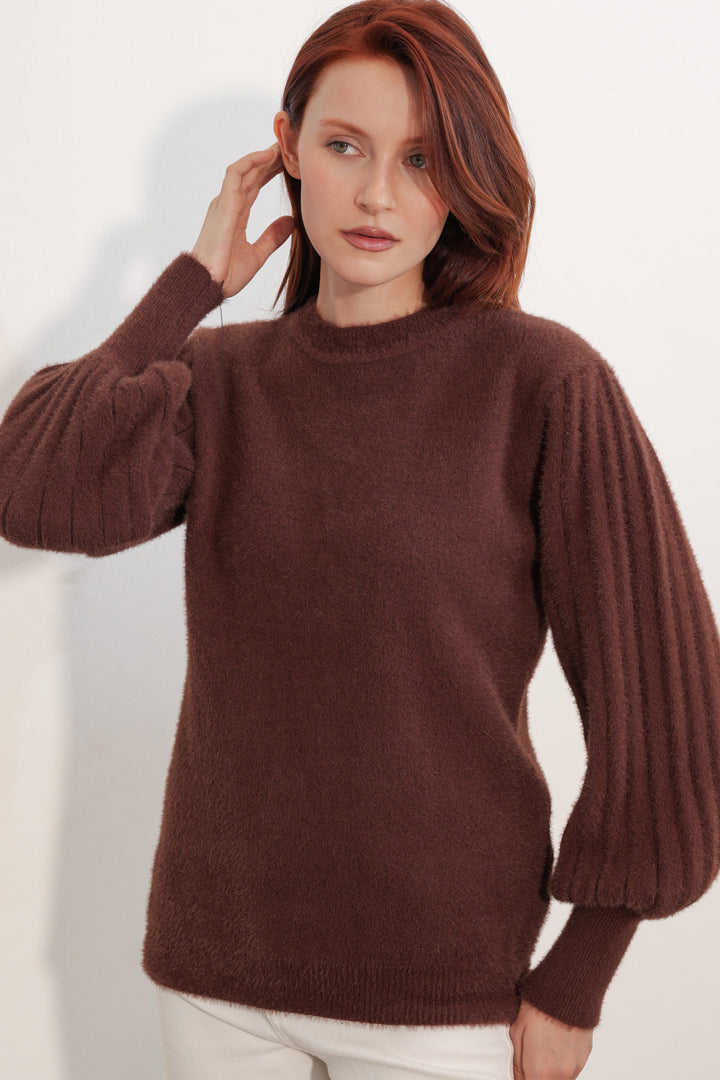 Bigdart Pull à col ballon oversize pour femme 15973 - Marron