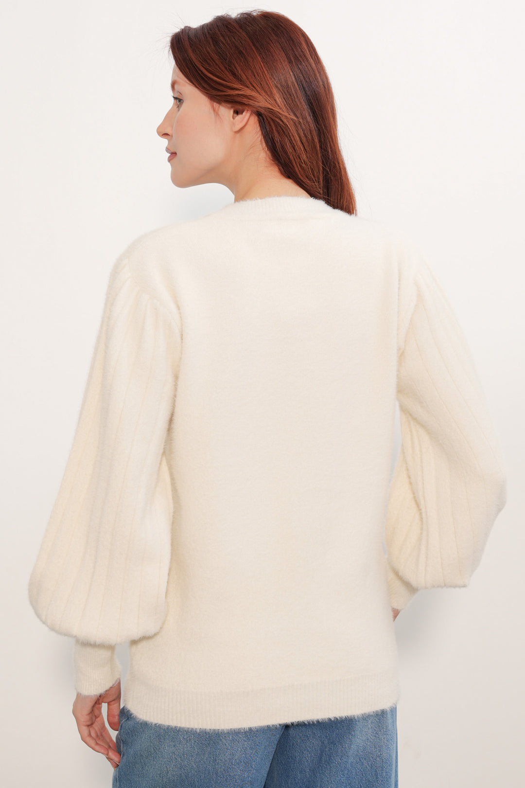 Bigdart Pull à col ballon oversize pour femme 15973 - Crème