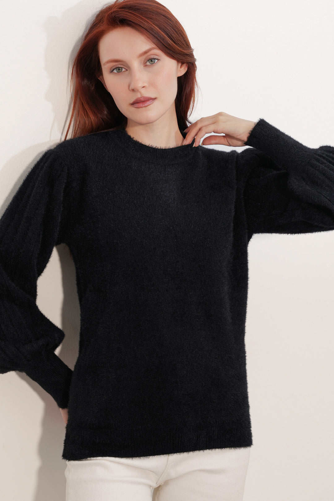 Bigdart Pull à col ballon oversize pour femme 15973 - Noir