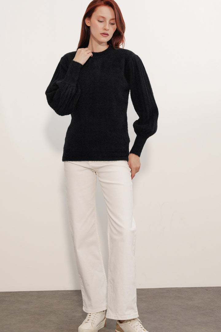Bigdart Pull à col ballon oversize pour femme 15973 - Noir