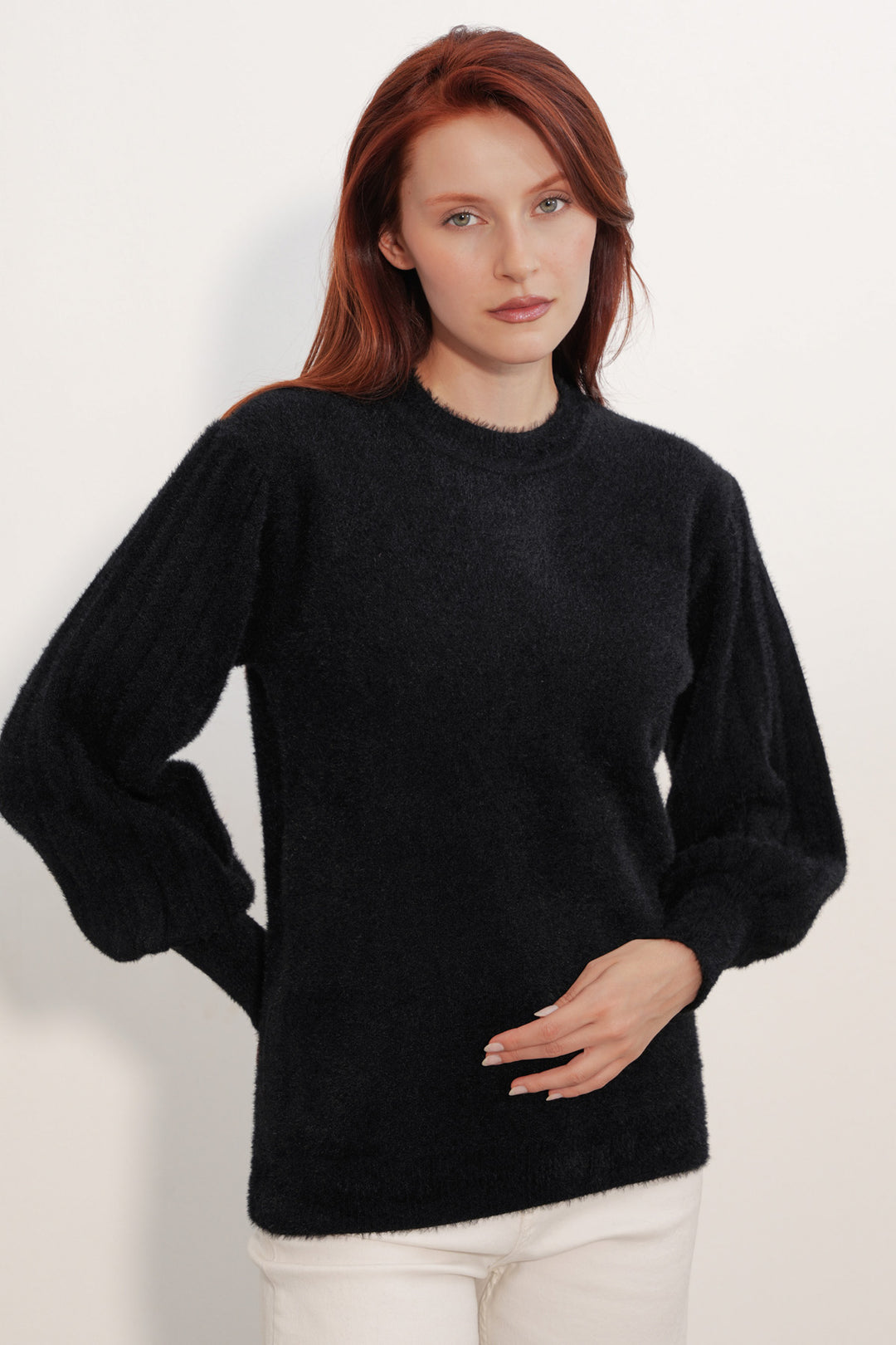 Bigdart Pull à col ballon oversize pour femme 15973 - Noir