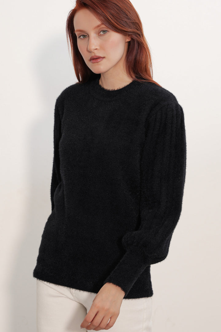 Bigdart Pull à col ballon oversize pour femme 15973 - Noir
