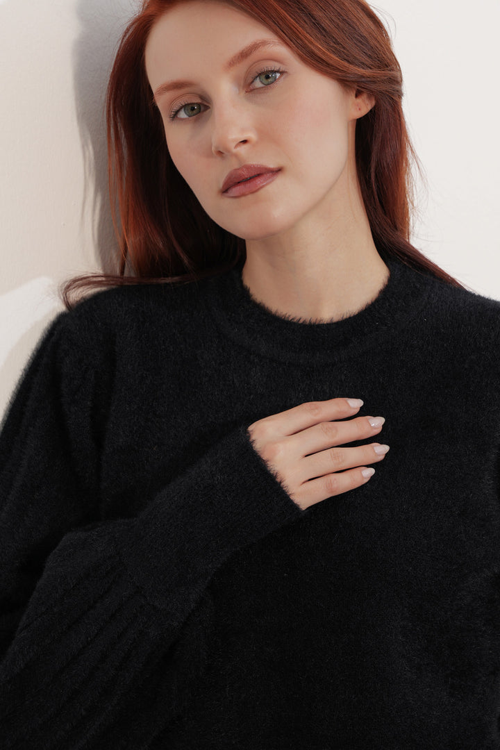 Bigdart Pull à col ballon oversize pour femme 15973 - Noir