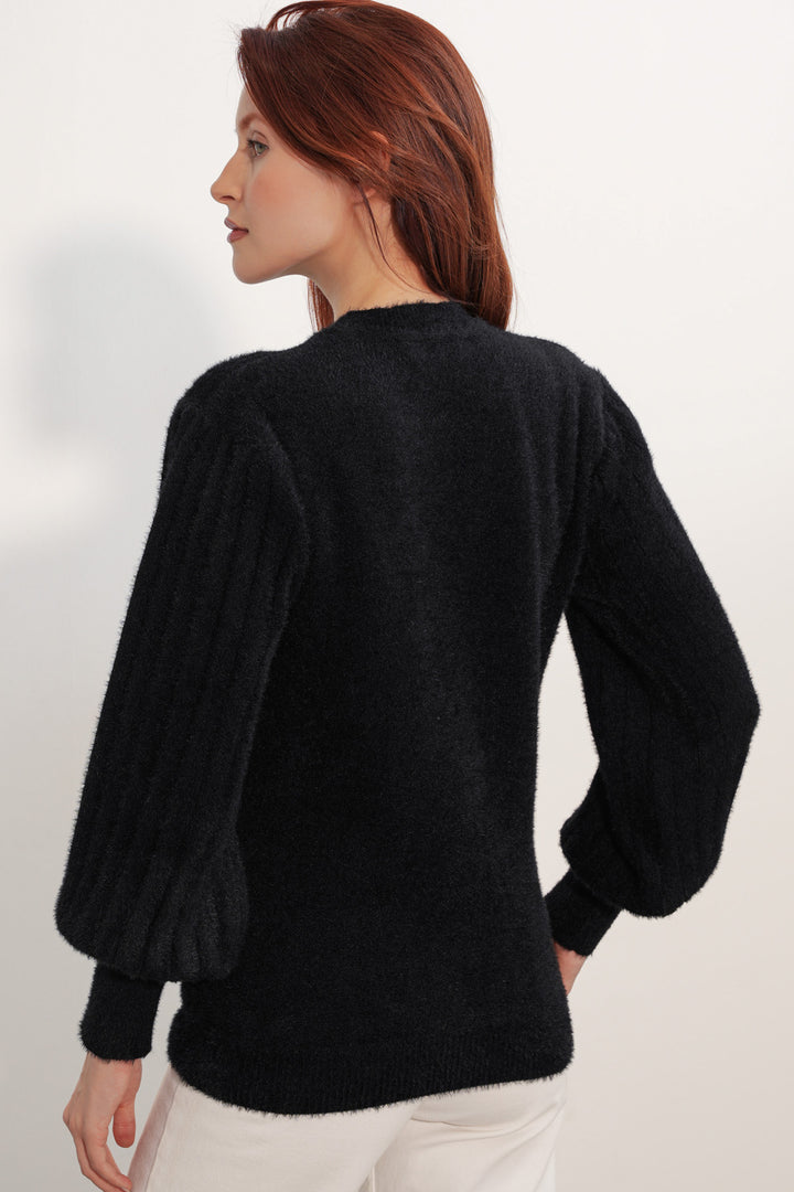 Bigdart Pull à col ballon oversize pour femme 15973 - Noir