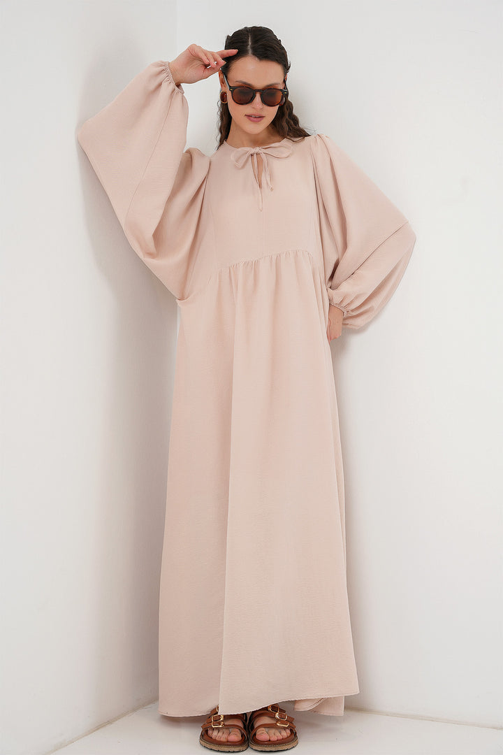 Bigdart Robe longue de hijab à manches ballon pour femme 2464 - Beige