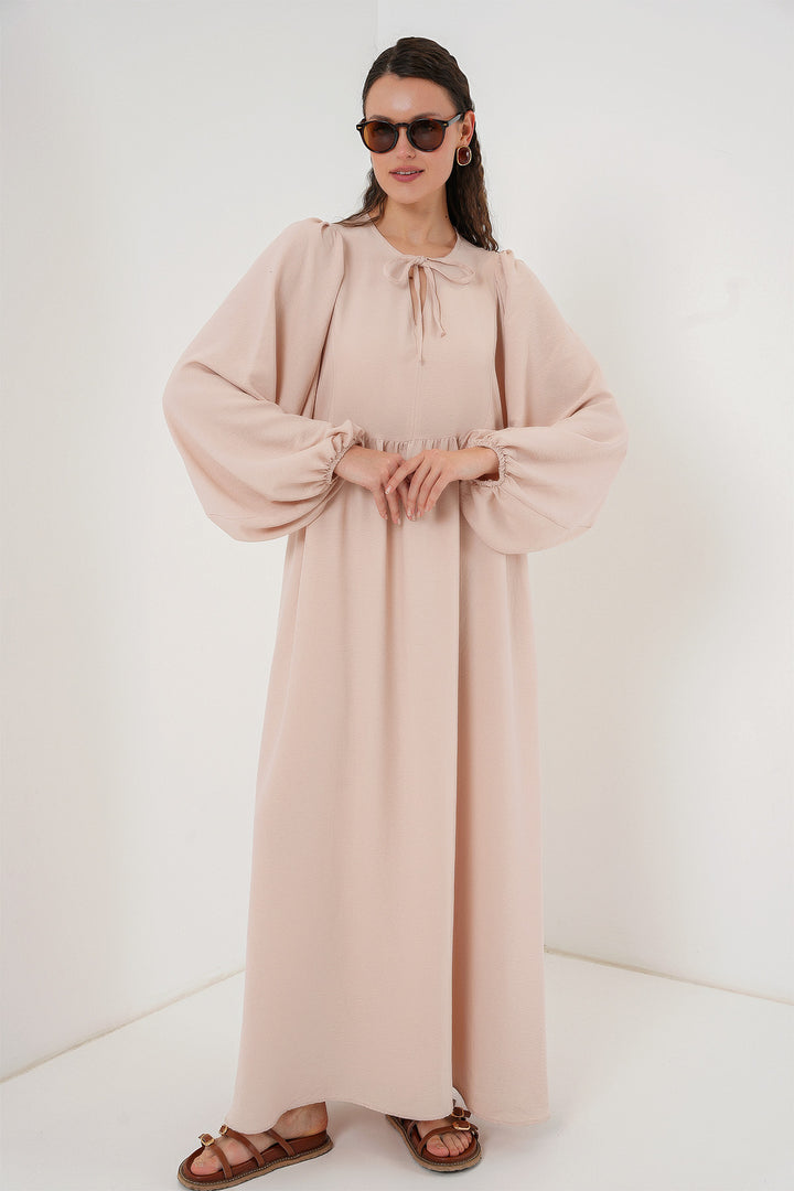 Bigdart Robe longue de hijab à manches ballon pour femme 2464 - Beige