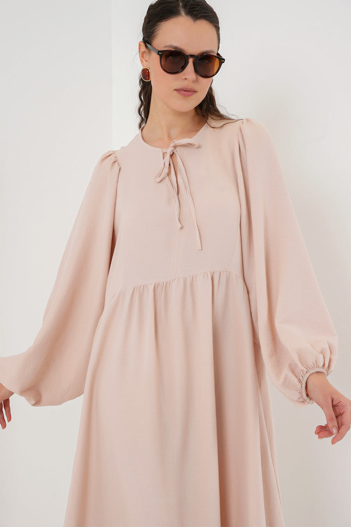 Bigdart Robe longue de hijab à manches ballon pour femme 2464 - Beige