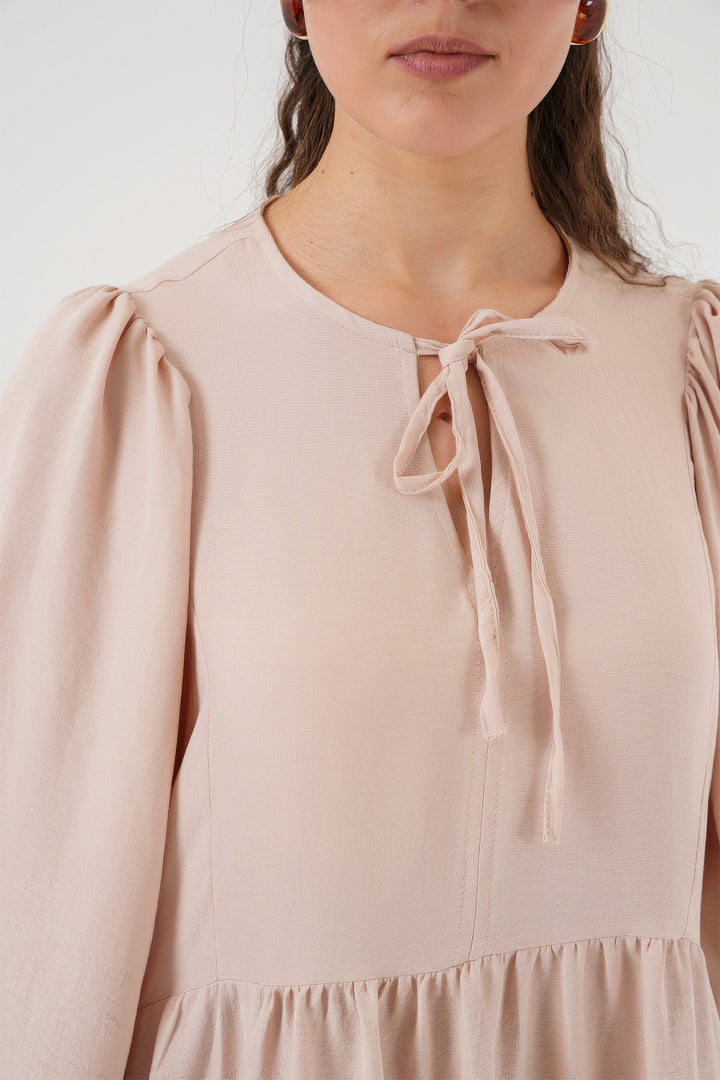Bigdart Robe longue de hijab à manches ballon pour femme 2464 - Beige