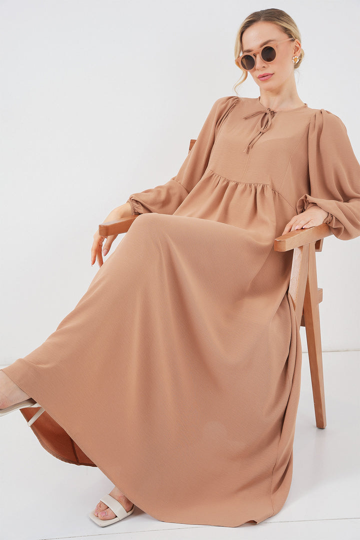 Bigdart Robe longue à manches ballon pour femme 2464 - bisküvi