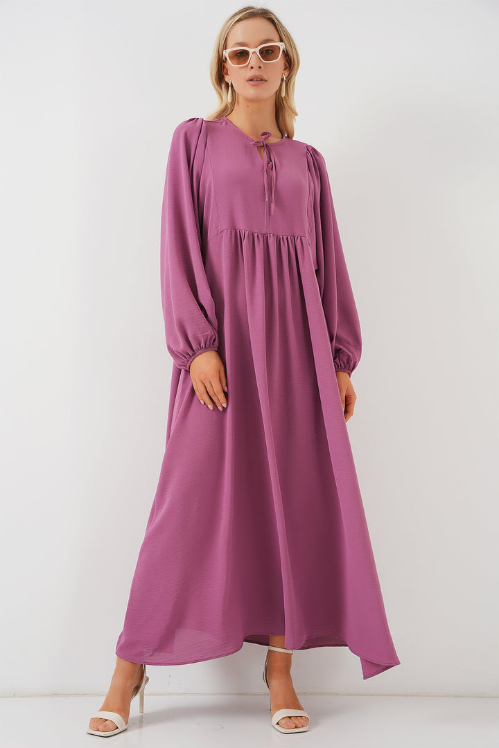 Bigdart Robe longue de mode à manches ballon pour femme 2464 - Rose poudré