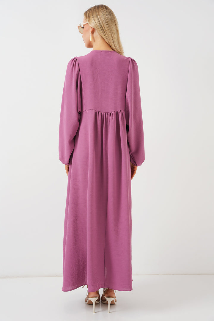 Bigdart Robe longue de mode à manches ballon pour femme 2464 - Rose poudré