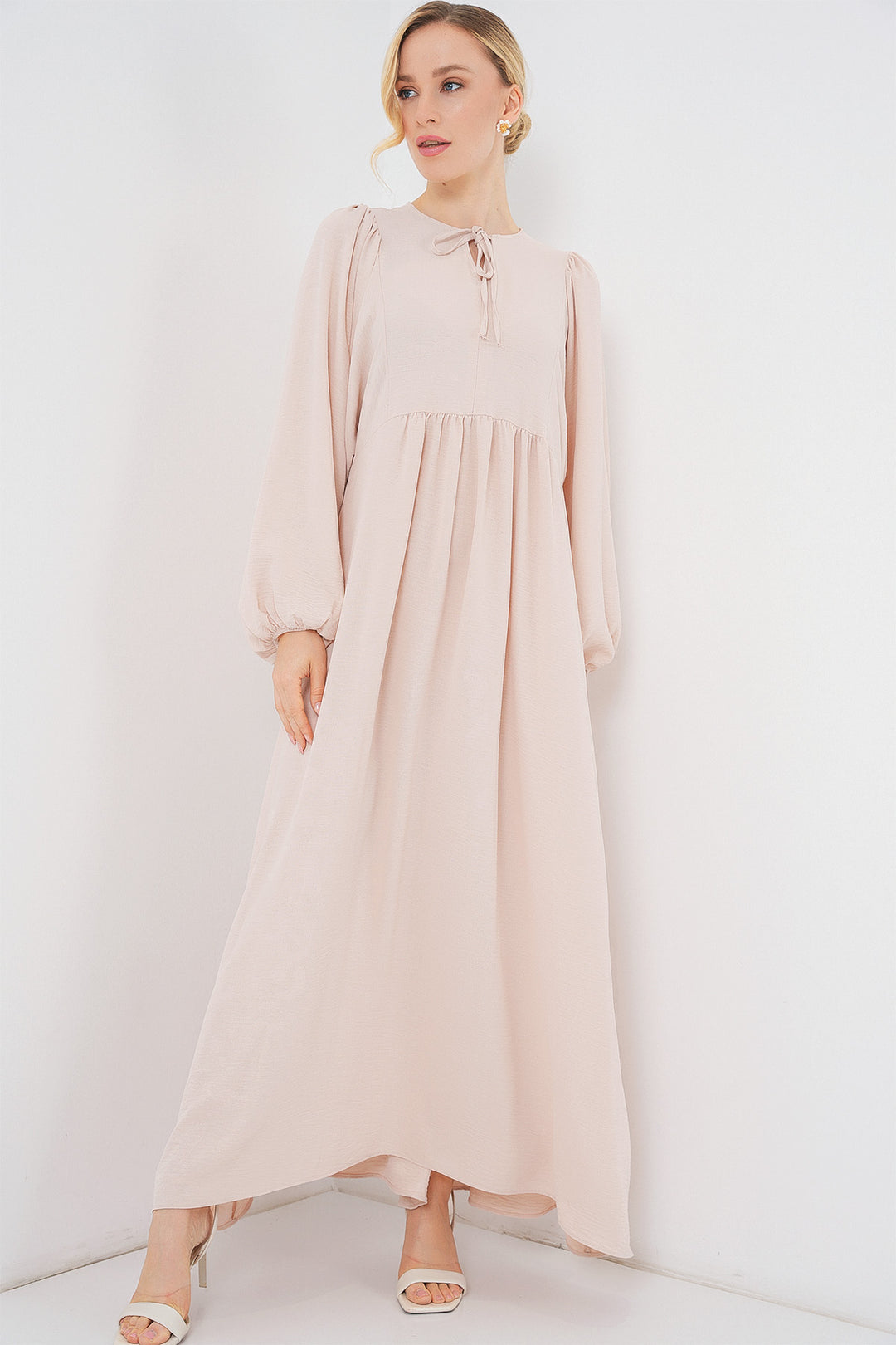 Bigdart Robe longue à manches ballon femme 2464 - Crème