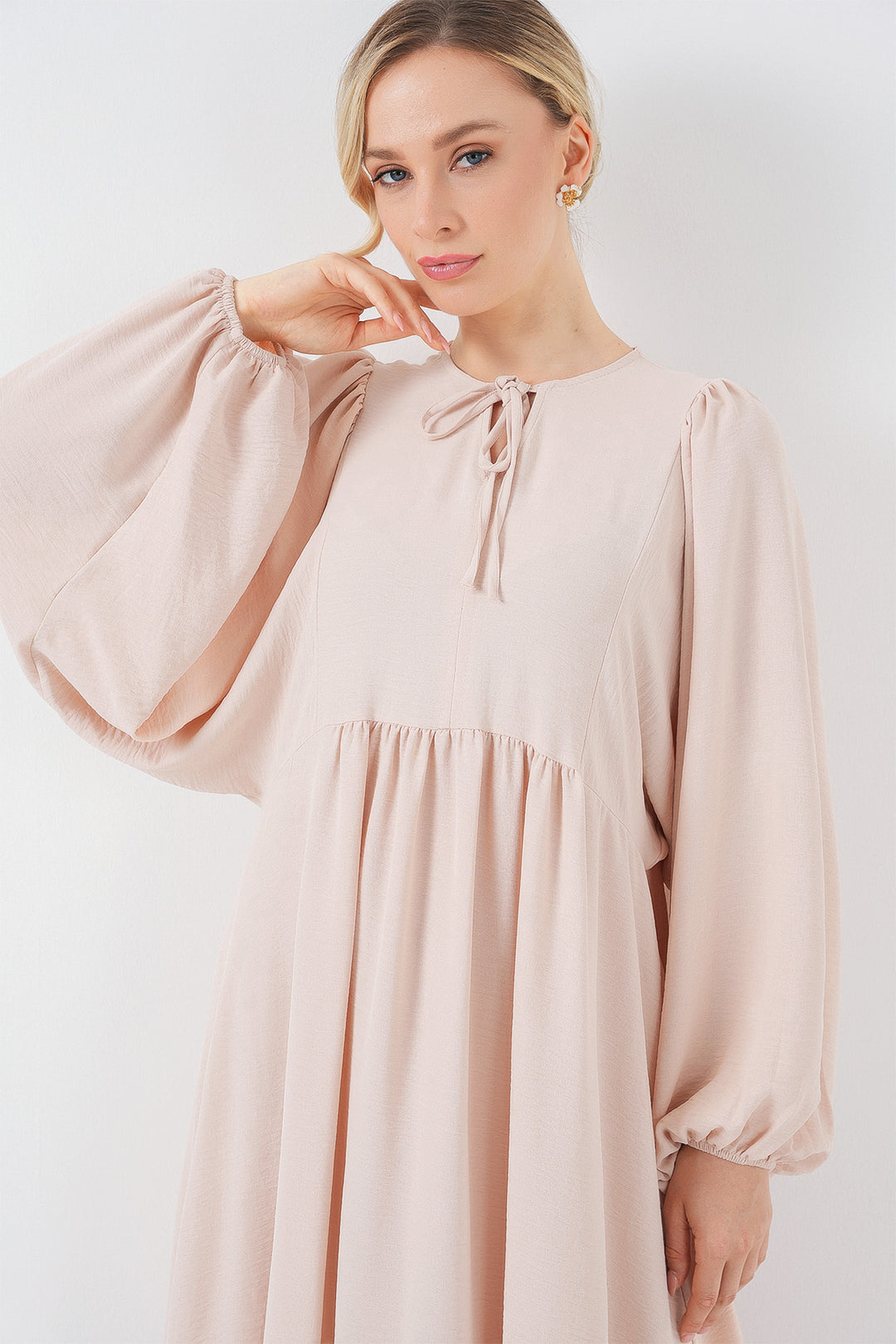 Bigdart Robe longue à manches ballon femme 2464 - Crème