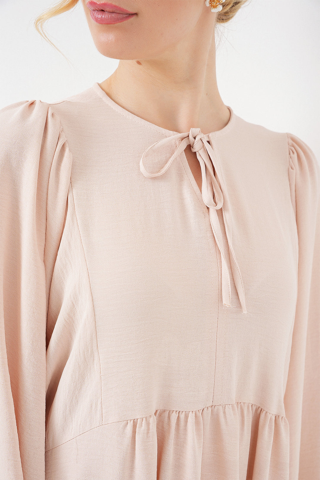 Bigdart Robe longue à manches ballon femme 2464 - Crème