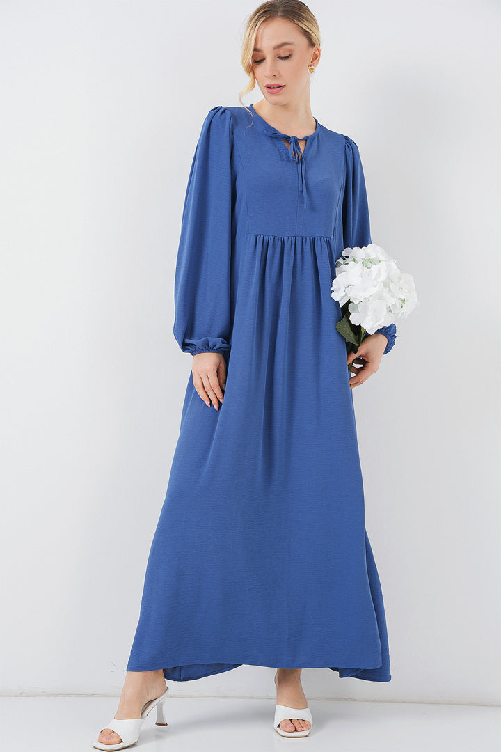 Bigdart Robe longue de hijab à manches ballon pour femme 2464 - Bleu roi