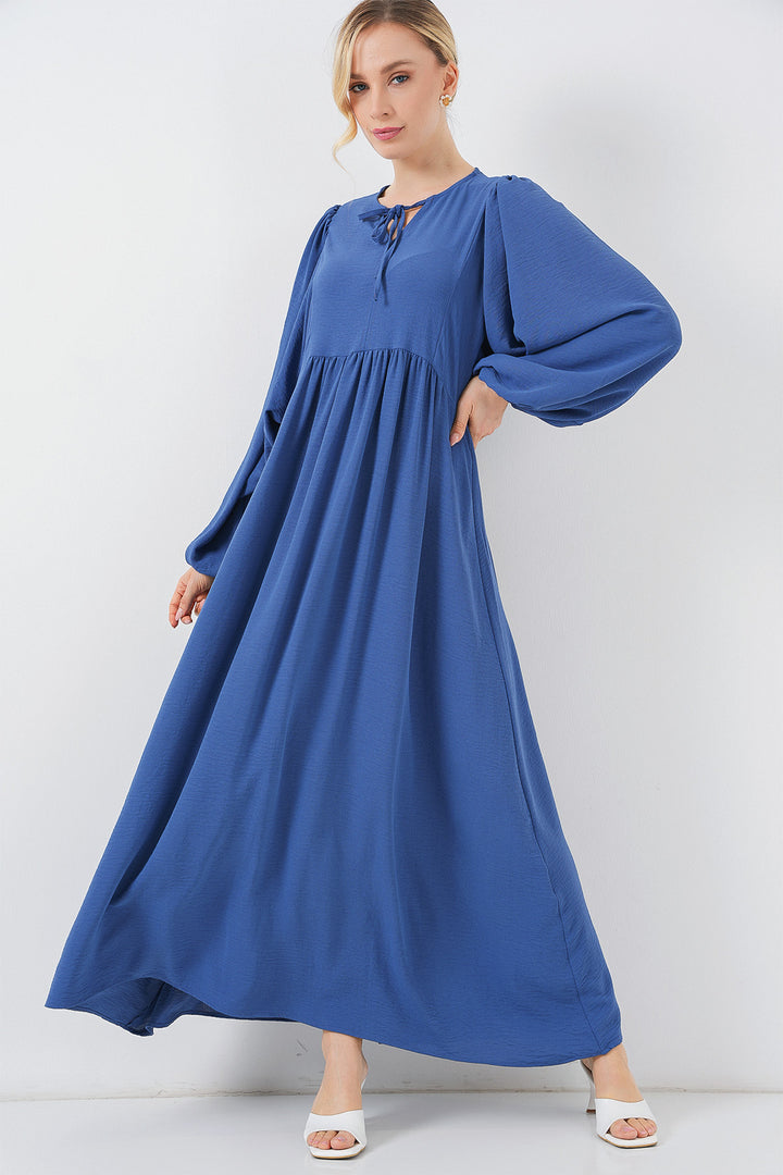 Bigdart Robe longue de hijab à manches ballon pour femme 2464 - Bleu roi