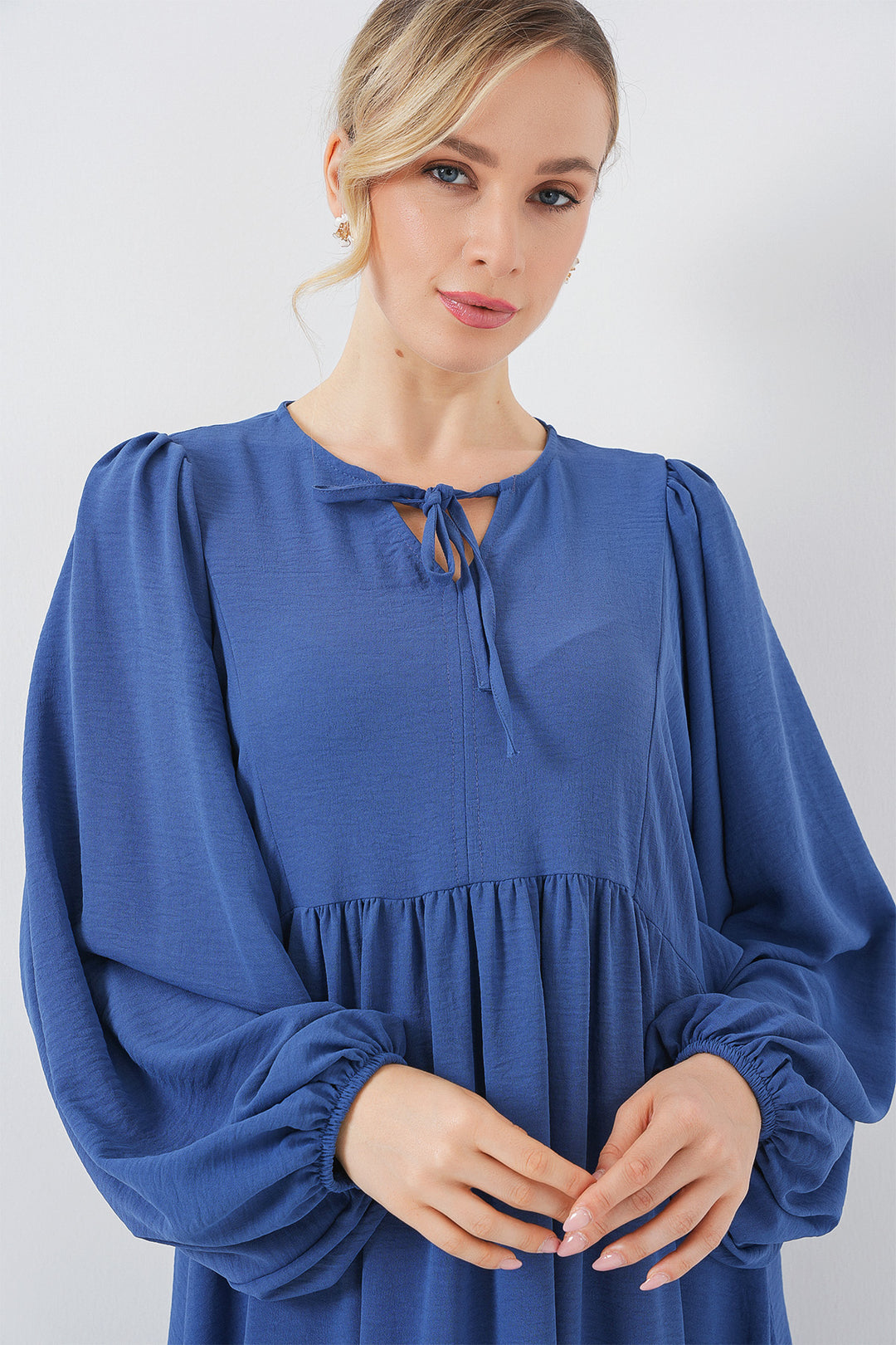 Bigdart Robe longue de hijab à manches ballon pour femme 2464 - Bleu roi