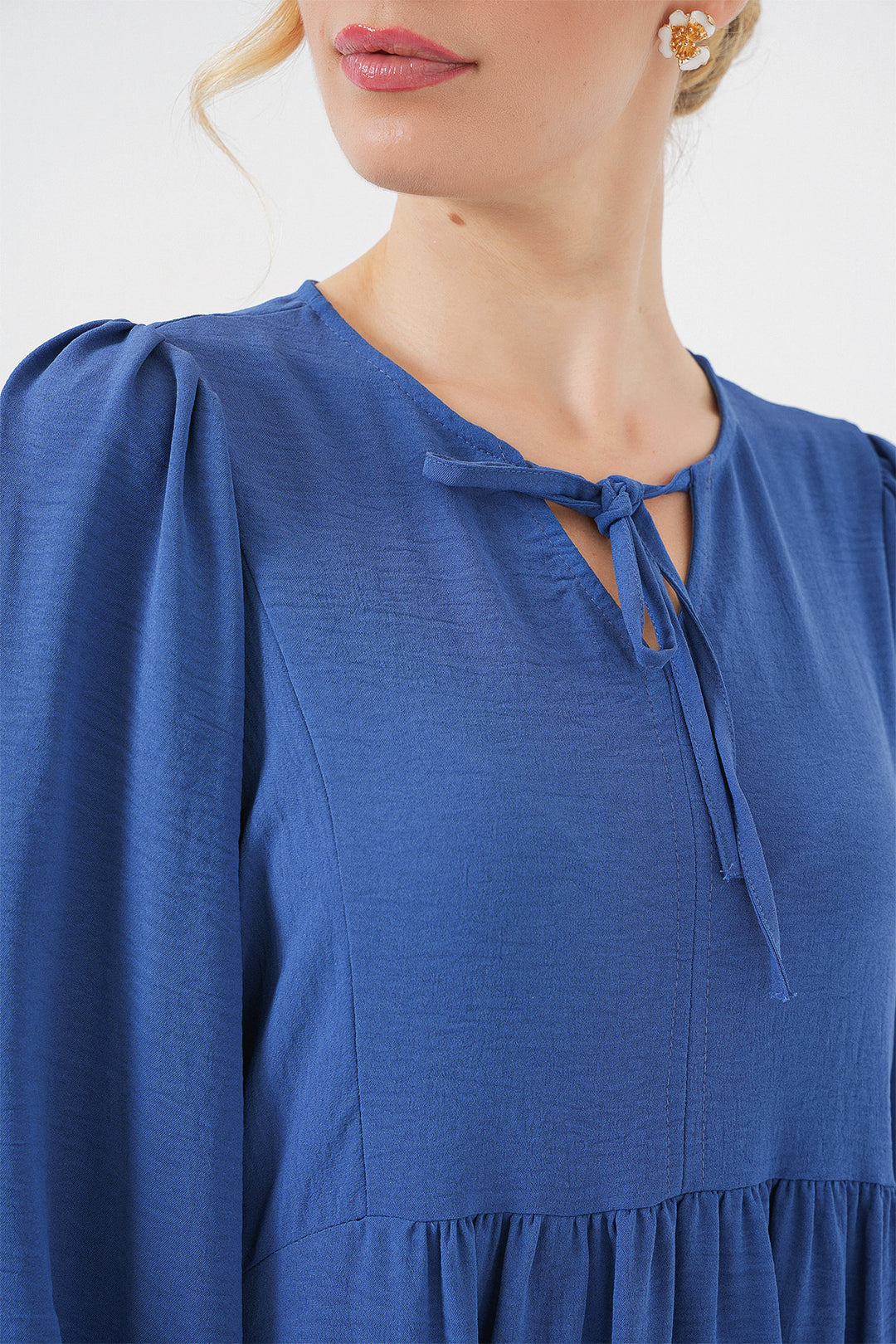Bigdart Robe longue de hijab à manches ballon pour femme 2464 - Bleu roi