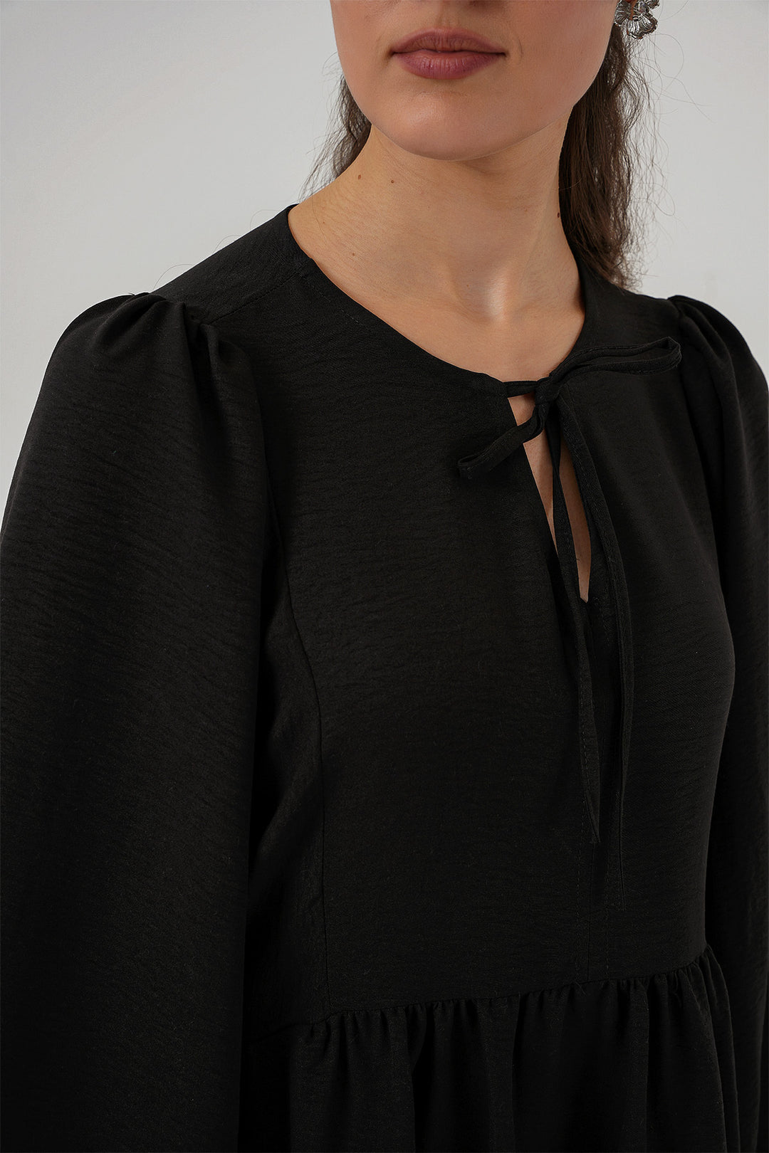 Bigdart Robe de hijab à manches ballon pour femme 2464 - Noir