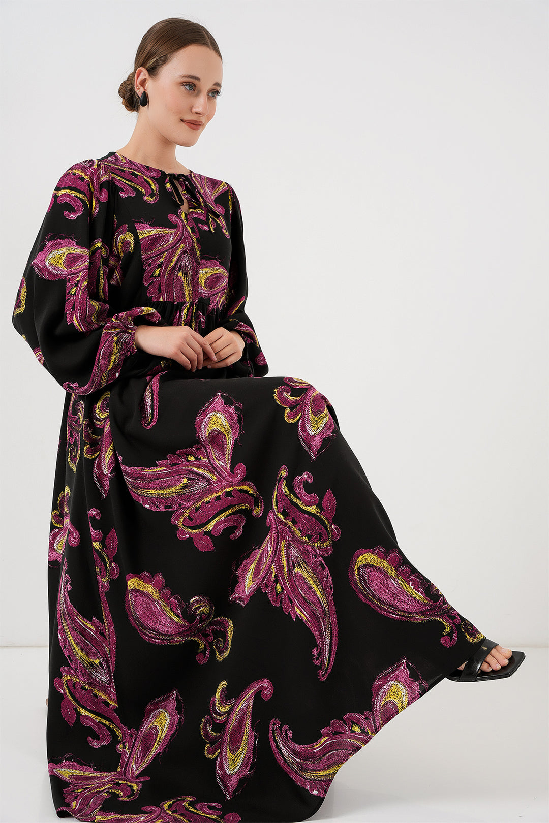 Bigdart Robe longue à manches ballon pour femme 2464 - Fuchsia