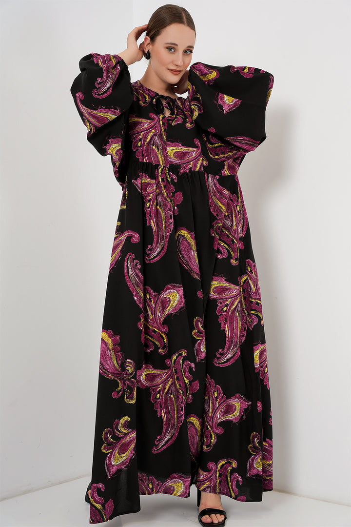 Bigdart Robe longue à manches ballon pour femme 2464 - Fuchsia