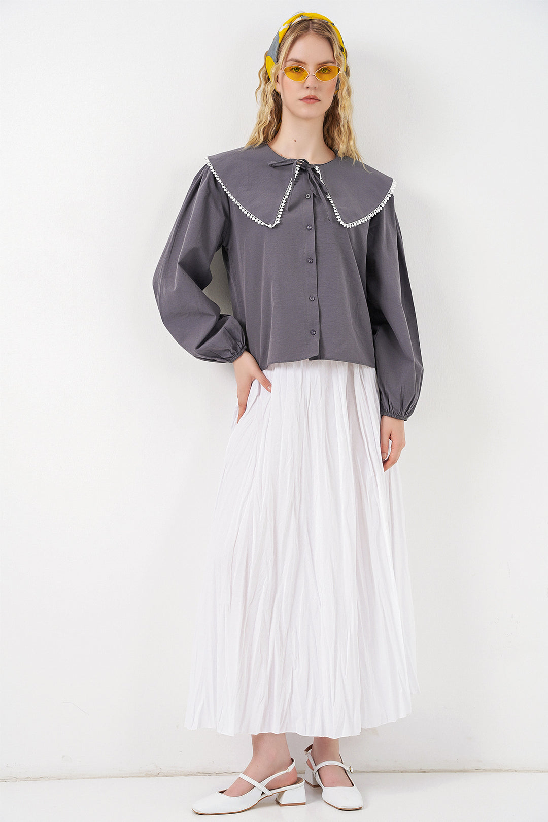 Bigdart Chemise à col bébé pour femme 20314 - Anthracite
