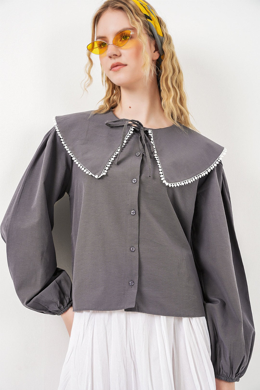 Bigdart Chemise à col bébé pour femme 20314 - Anthracite