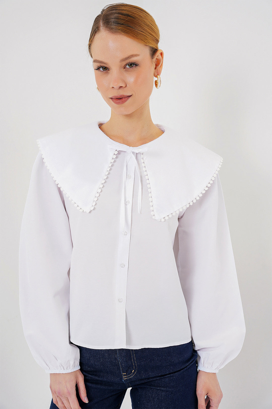 Bigdart Chemise à col bébé pour femme 20314 - Blanc