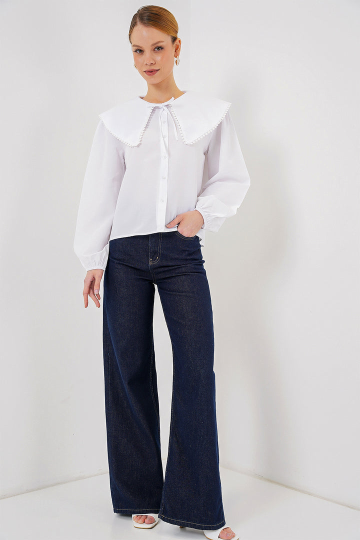Bigdart Chemise à col bébé pour femme 20314 - Blanc